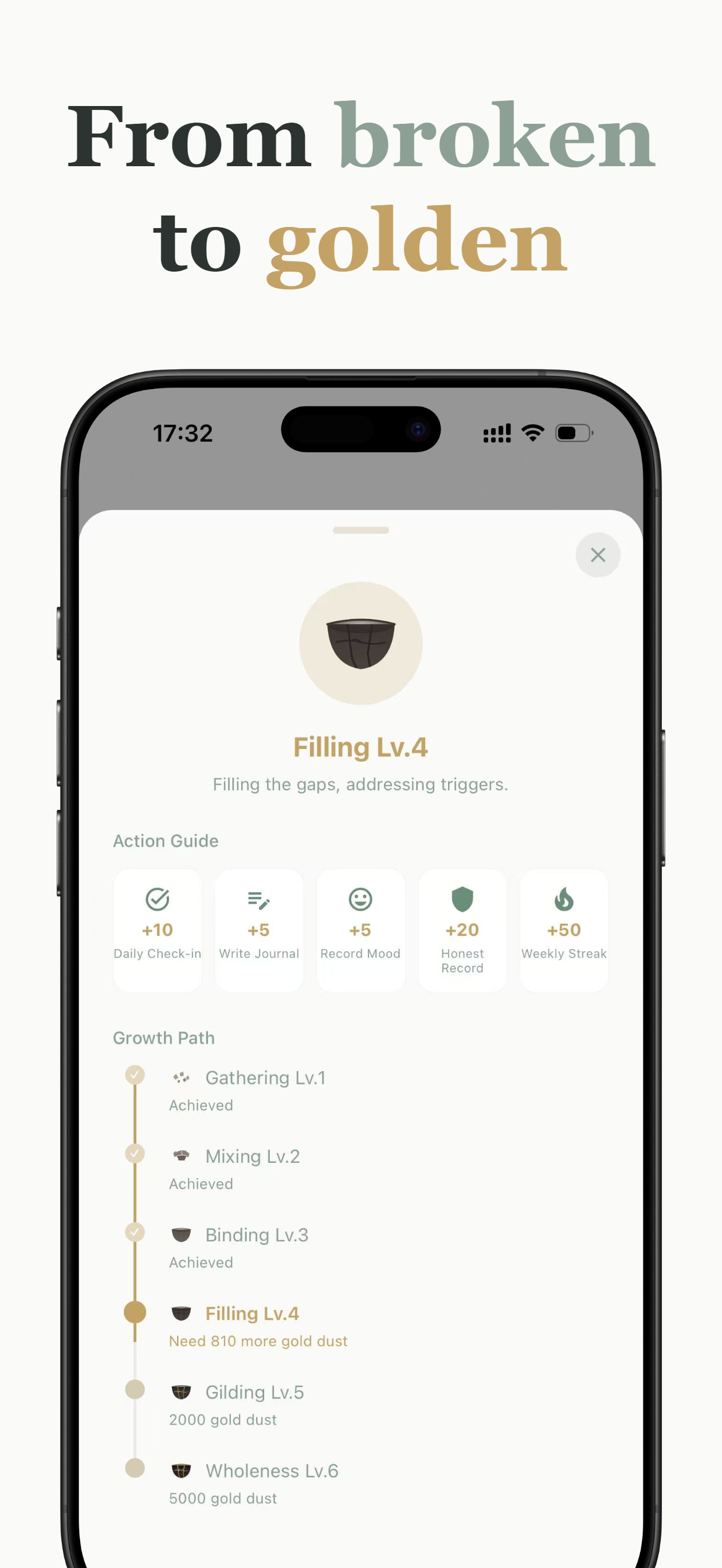 Settings screen showing 5 language options and CSV data export